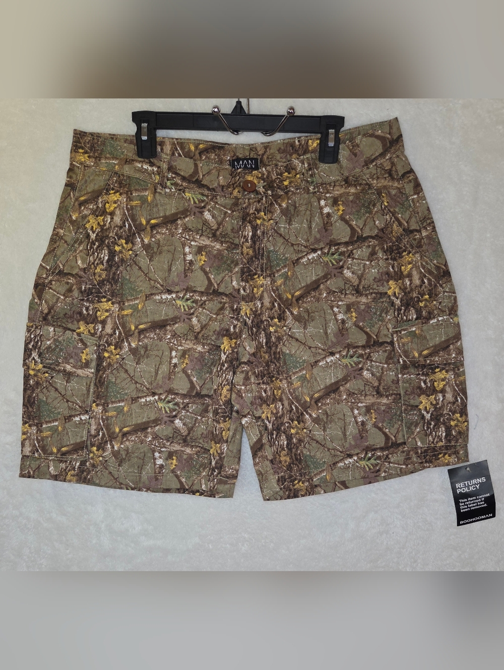 BooHooMAN Camouflage Cargo Baggy Fit Shorts Men Sz 32/Medium Forest Outdoor NWT